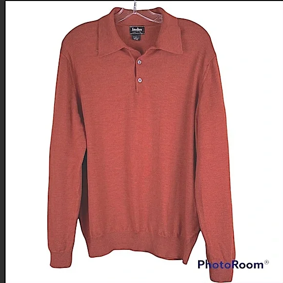 Neiman Marcus Made In Italy 100% Merino Wool Long Sleeve Polo Sweater Shirt Sz L - Picture 4 of 9